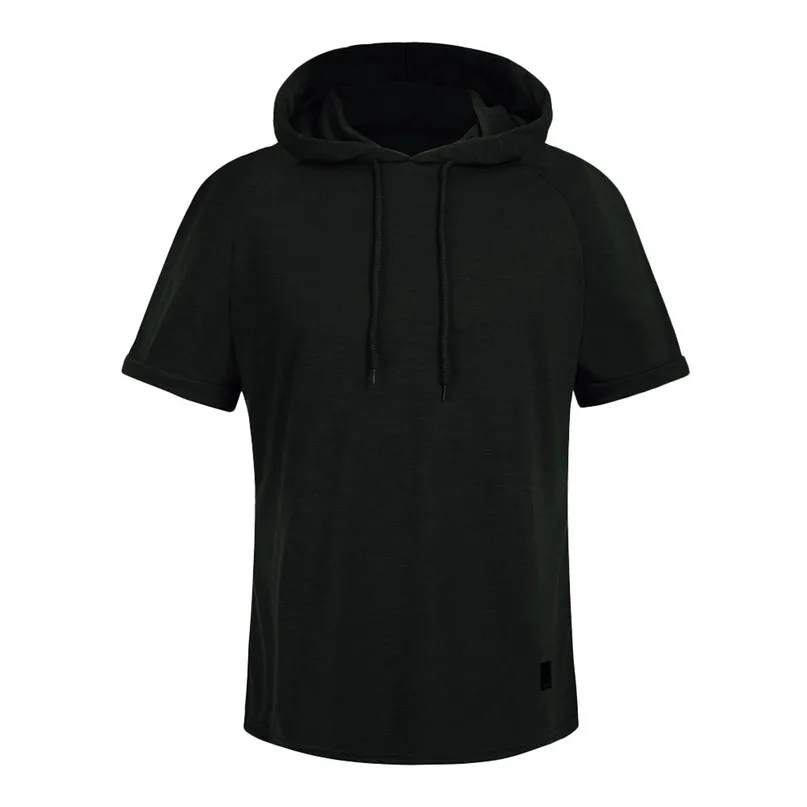 Running Jackets Men hooded short-sleeved t-shirt Fashion Men's Slim Casual Large Size Short Sleeve Hoodie Top Blouse #2h04 (9)