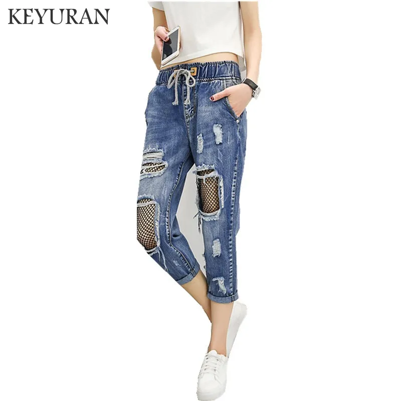 Summer Hole Ripped Boyfriend Jeans Women Fashion Loose Vintage High Waist Jeans Plus Size Jeans 5XL Pantalones Mujer Vaqueros Summer Hole Ripped Boyfriend Jeans Women Fashion Loose Vintage High Waist Jeans Plus Size Jeans 5XL Pantalones Mujer Vaqueros