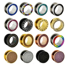 Showlove-2PCS хирургическая сталь CZ драгоценный камень блеск ушные приборы супы растягивающие пробки туннель Эспандеры очаровательные пирсинг ювелирные изделия