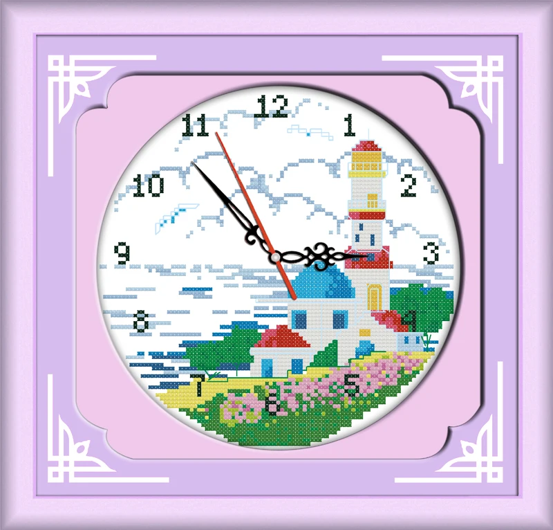 

Beautiful place cross stitch kit 14ct 11ct count print canvas wall clock stitches embroidery DIY handmade needlework plus