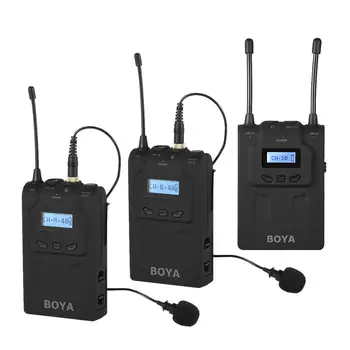 

BY-WM8 Pro Clip-on UHF Dual-Channel Wireless Mic Microphone Audio Video Recorder 2 Transmitter Receiver for DSLR Camcorder