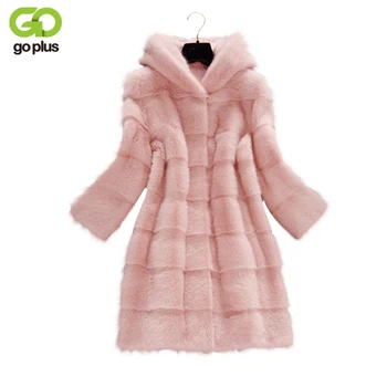 

GOPLUS 2020 Long Plus Size Women Clothing Winter Faux Mink Fur Coat with a Hood Luxury Fake Fur Jacket Casaco De Pele Falso