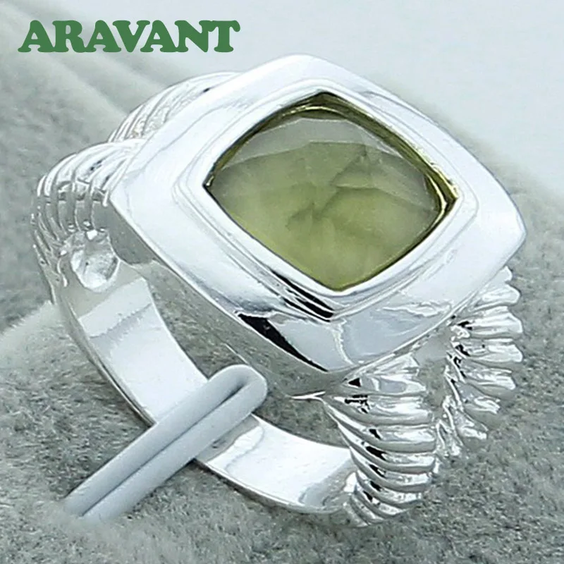 

Luxury 925 Silver Jewelry Square Cubic Zircon Finger Rings For Women Wedding Engagement Jewelry