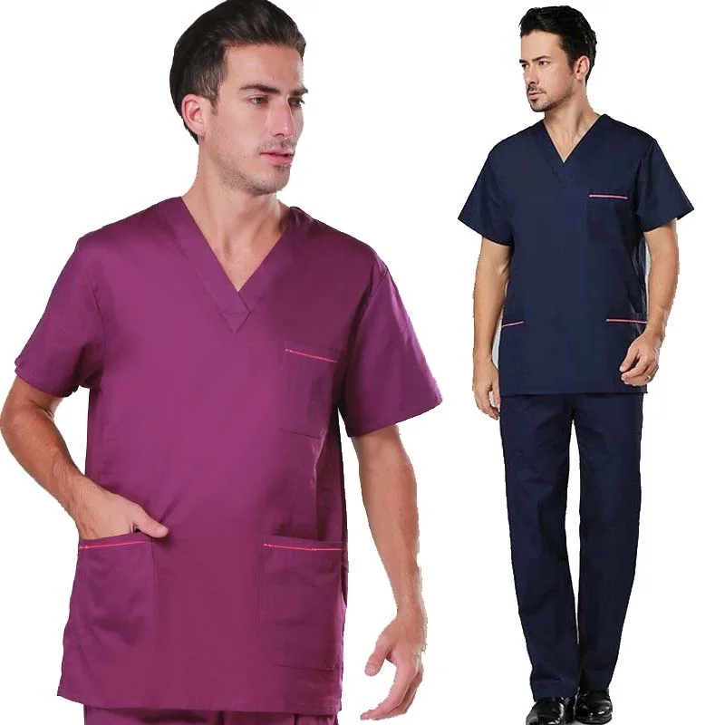 

[SET] Men's Fashion Scrubs sets Medical Uniforms Color-blocking Design