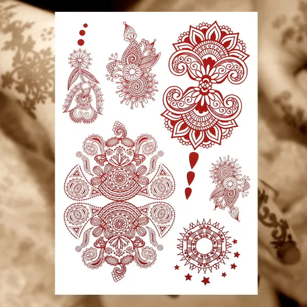 Henna Art Fishes Flowers Tattoo Indian Wedding Party Women Tattoos