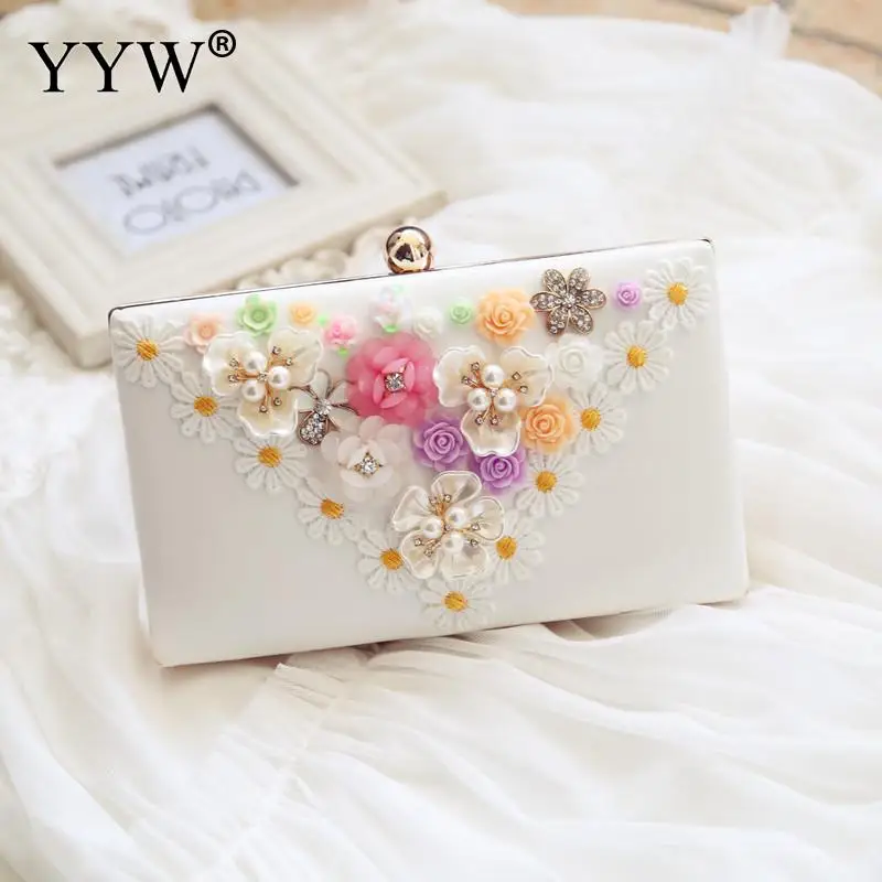 

2018 Fashion Flower Clutches Evening Bags Pu Leather Clutch Bag Ethnic With Chain Softbag Women Small Bag Evening Messenger Bag