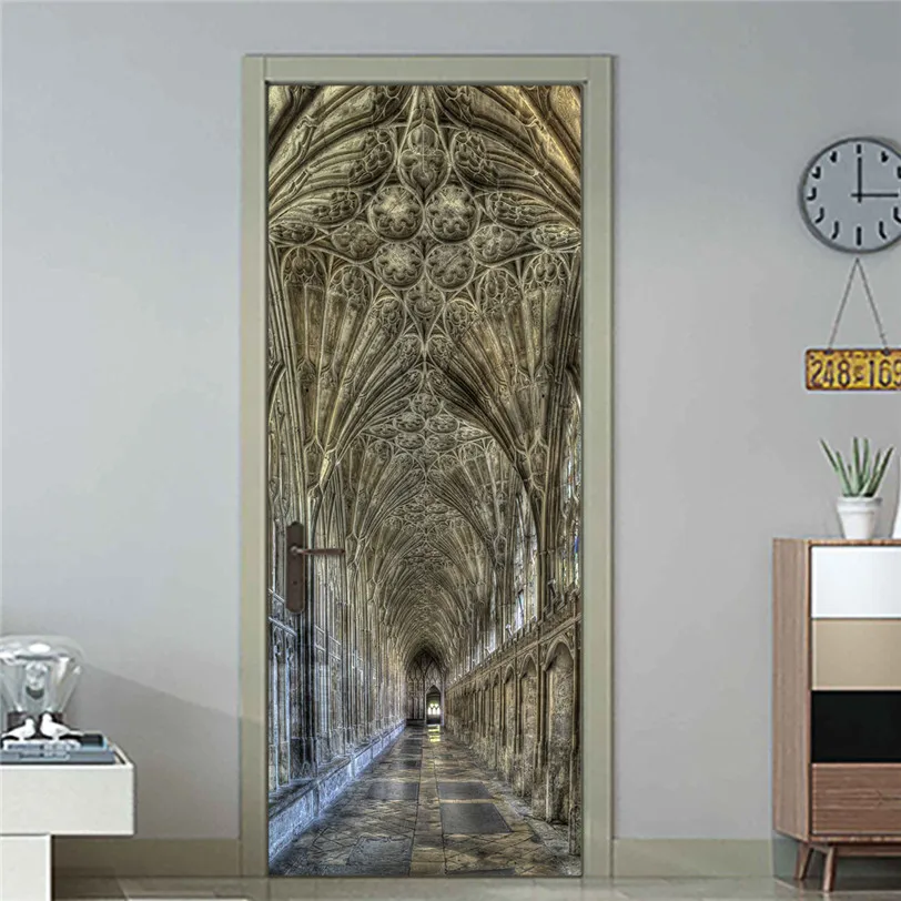 3D Door Sticker Decorative Painting Corridor DIY Wall Mural Decals For