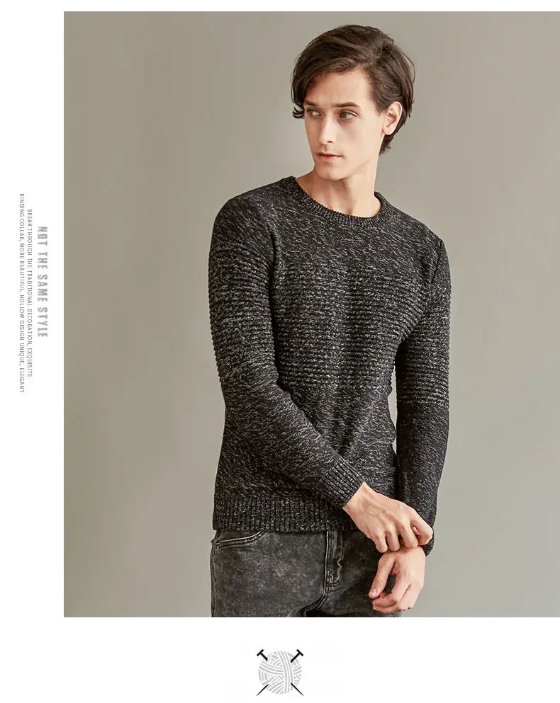 MuLs Brand Crew-Neck Sweater Men Pullover Autumn Winter Thick knit Stripe Male Sweater Jumpers Cotton O Man knitwear 2019 Spirng 4