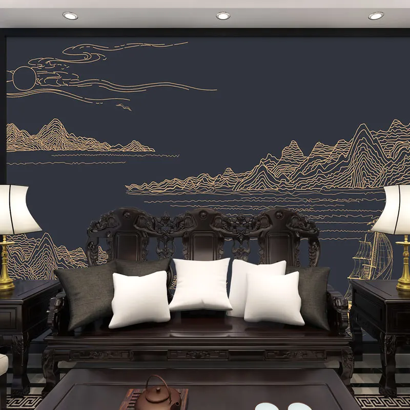 

Custom Photo Wallpapers Modern Simple Style Wall Murals for Man Study Commerc Business Hotel Bedroom Living Room Black Mural