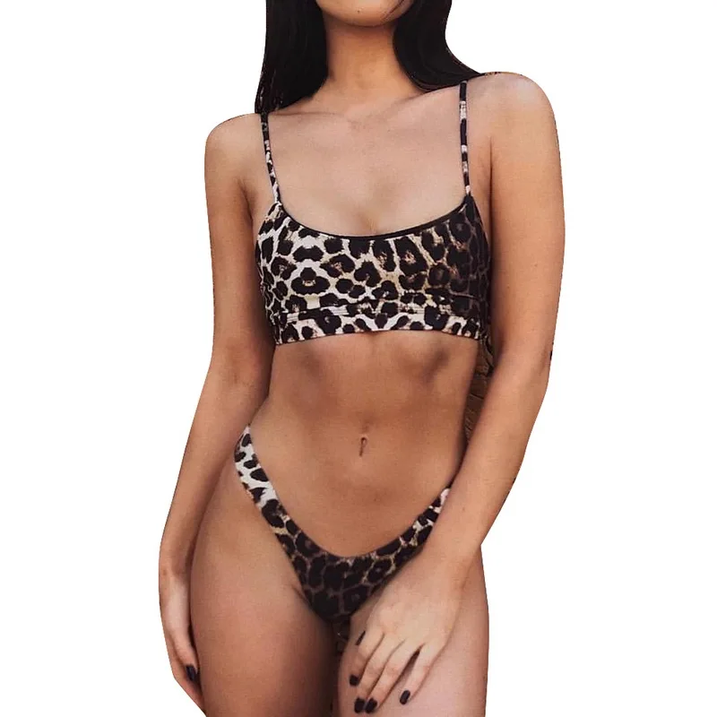 Sfit женский леопардовый принт сексуальные купальники из двух частей Maillot De Bain Femme