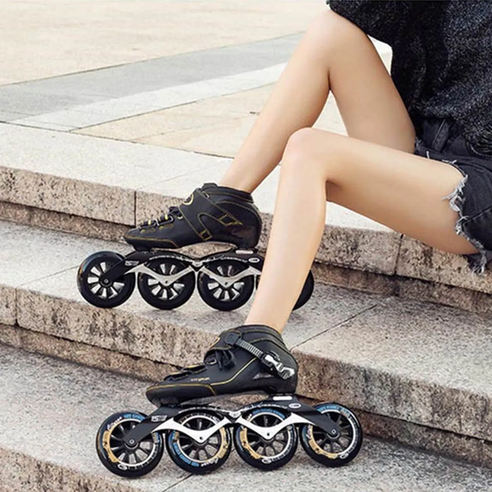 JEERKOOL Cityrun Speed Inline Skates Carbon Fiber Professional Competition 4 Wheel Racing Skating Patines Similar Powerslide C2