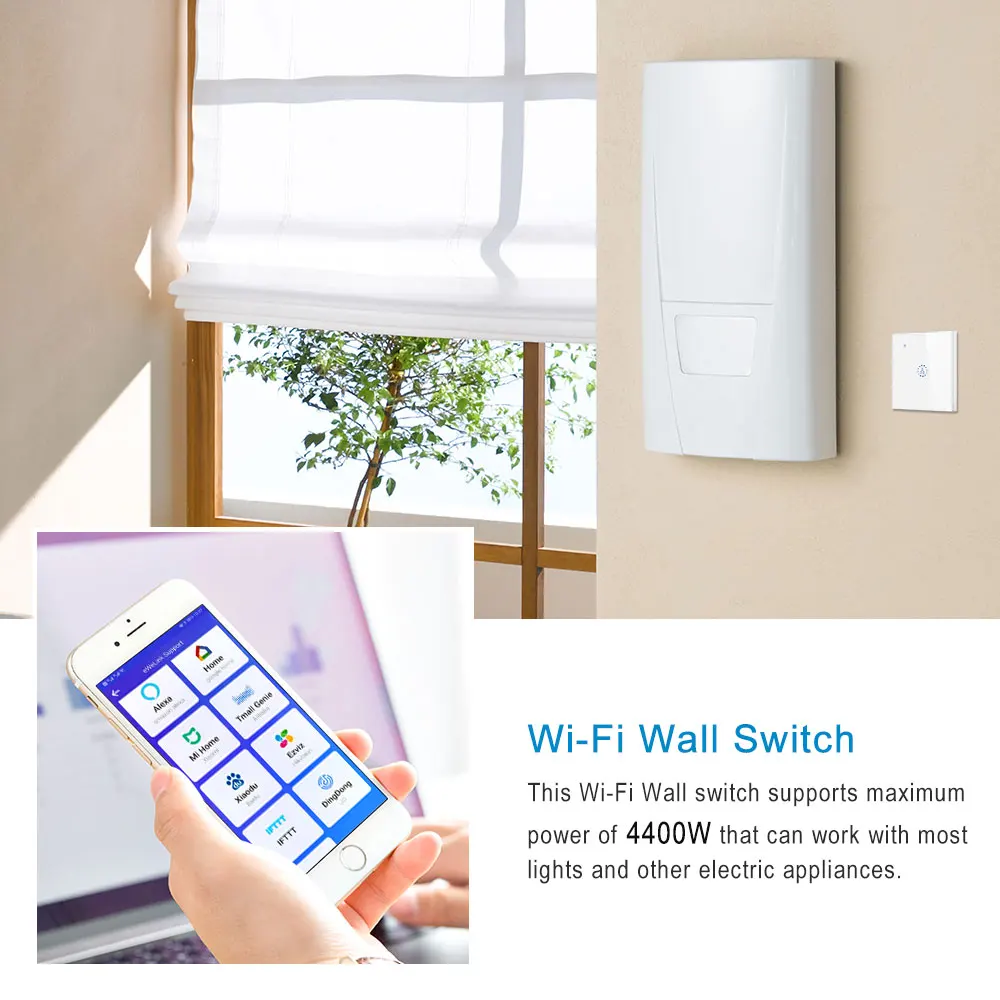 1pc WiFi Smart Boiler Switch Water Heater Smart Life Ewelink APP Remote Control Echo Home Voice Control Glass Panel