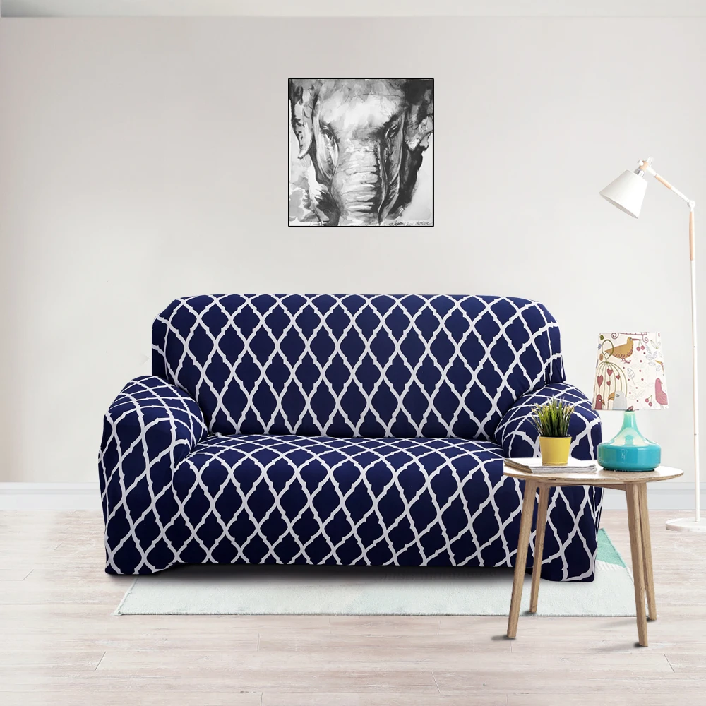 Горячая Распродажа чехлов стрейч диван набор крышек для Гостиная протектор мебели все включено эластичный чехол для дивана Чехлы 1/2/3/4-seater - Цвет: navy1