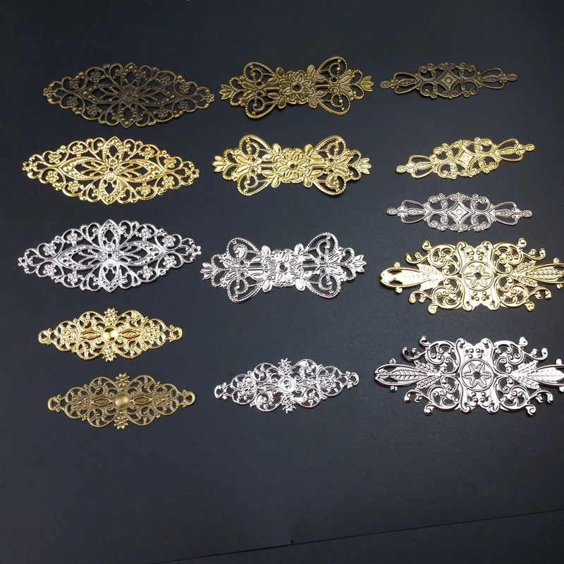20Pcs 2*6.5cm Filigree Metal Connector For Jewelry Making DIY Accessories Pendant