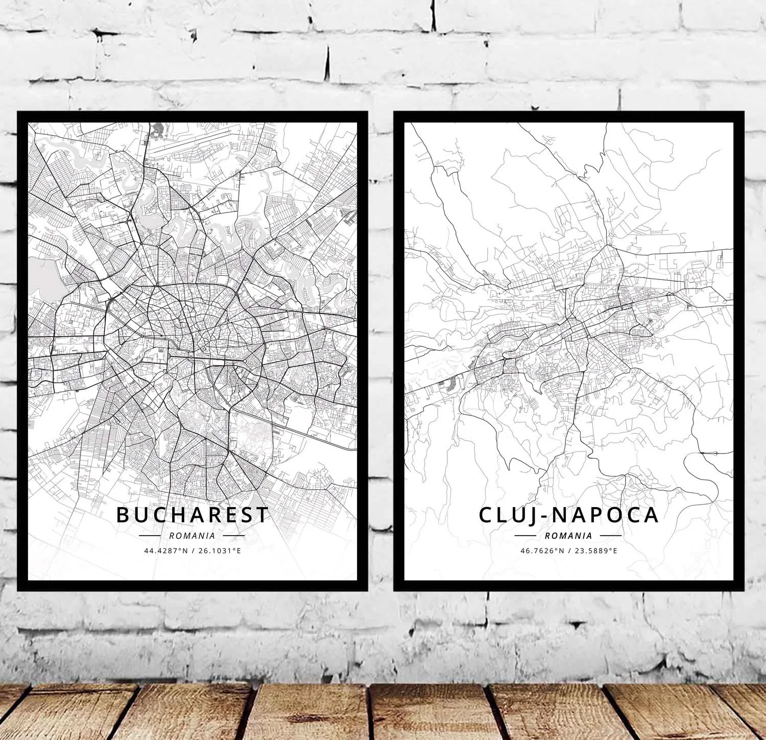 

Bucharest Cluj-Napoca Romania Map Poster