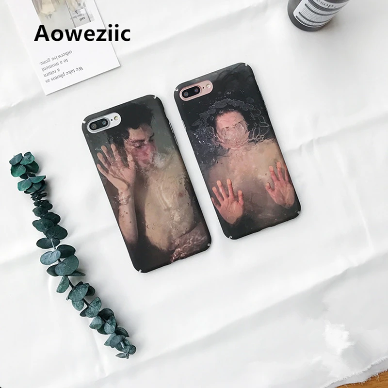 

Aoweziic Europe United States creativity personality drowning For iPhone 8 6s 7plus phone case matte XS hard shell couple