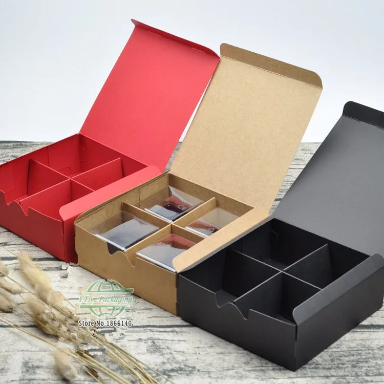 

3 Colors 14*14*5CM Kraft Paper Cake Box Muffin Cookies Moon Cake Gift Box 100pcs/lot Free shipping