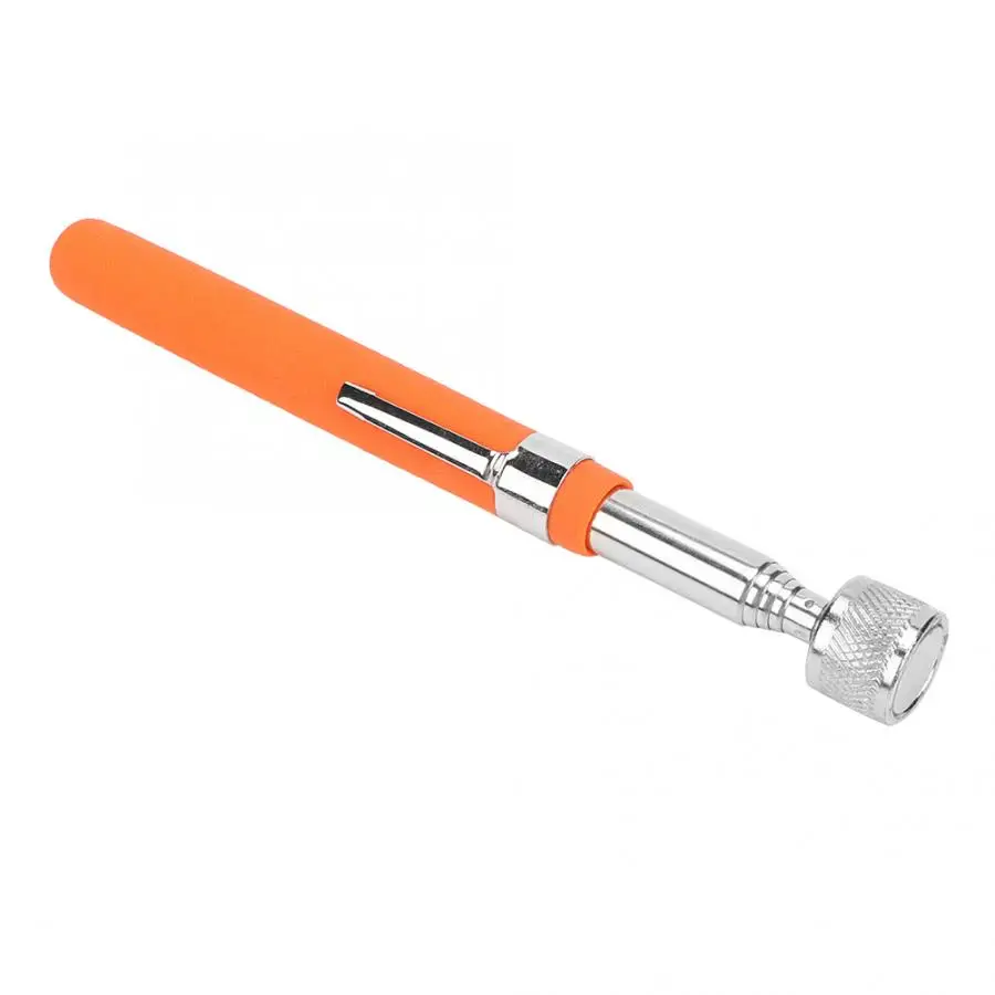 Non-slip Magnetic Telescopic Retractable Pickup Stick Pick up Tool with LED Light Orange |