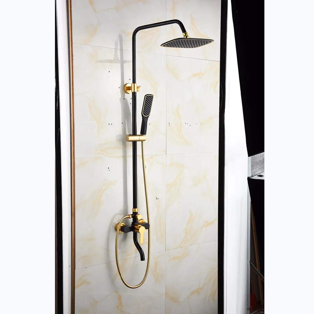 ZEAN Bathroom Arrival Space aluminum Square black gold chrome plated Third gear Shower head wall