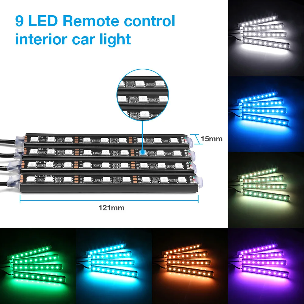 подсветка салона авто Isincer автомобиль RGB Светодиодные ленты 4*9 шт. SMD 5050 10 Вт