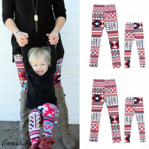 

Family Matching Mother Daughter Girls Floral Print Vintage Pants Legging Women Sports Trouser