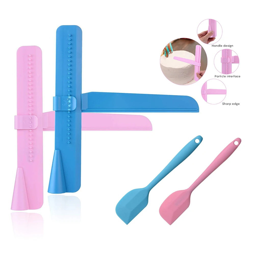  2PCS/set Cake Scraper Smoother Adjustable Fondant Spatulas Kitchen batter scraper Silicone cake cpa