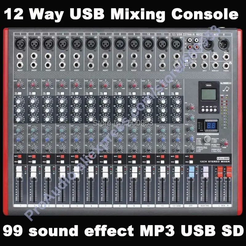 

Pro New 12 Way USB Mixing Console 99 digital audio-effect Studio Audio Mixers Mixer Multi-FX Processor MP3 SD