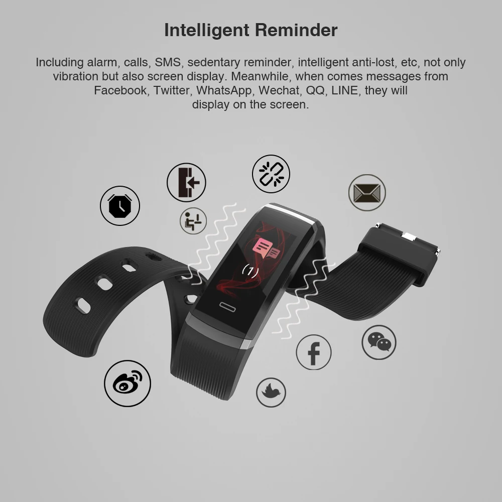 MAKIBES HR3 Men Women Smart Wristband Color Screen Bracelet Continuous Heart Rate Monitor Fitness Tracker Smart Band for xiaomi