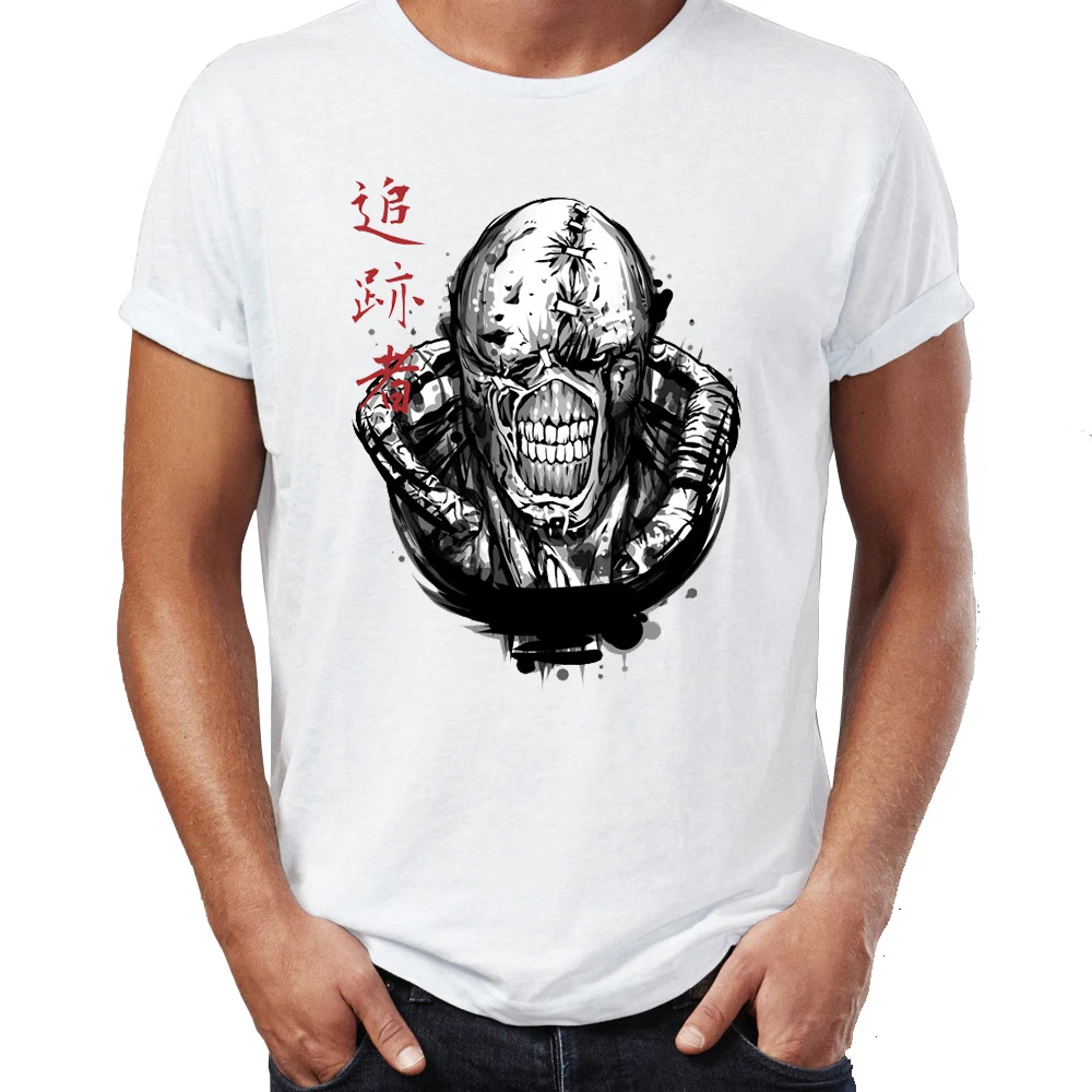 

Summer Men's t-shirt Resident Evil Nemesis Awesome Artwork Drawing Printed Tshirt Cool Tees Tops Harajuku Streetwear