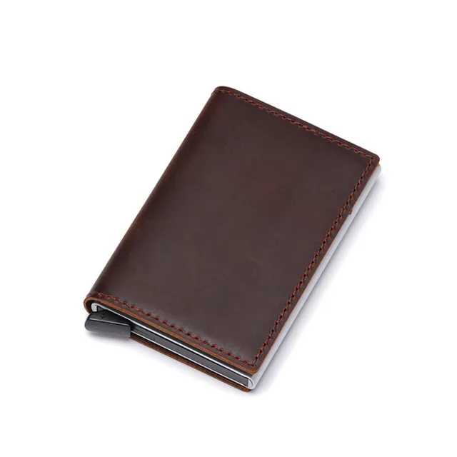 Genuine Leather Slim Mini Men Wallets Rfid Card Holder Thin Smart Wallet  Metal Male Short Walet Money Bag Vallet portemonnee - AliExpress Luggage &  Bags