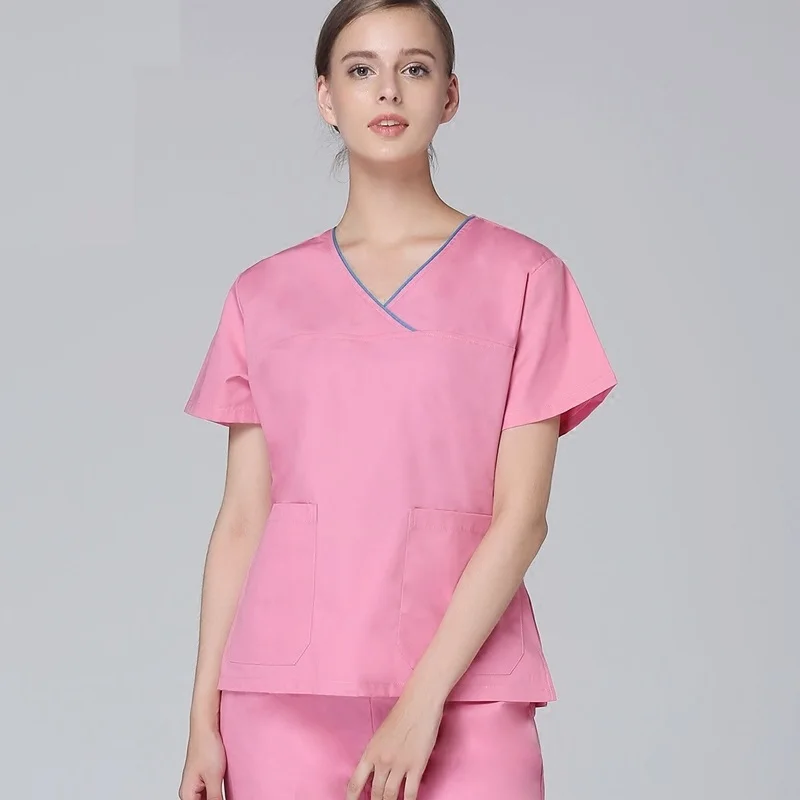 Новое поступление, высокое качество, женские розовые костюмы для скраба, для больниц, прочные и wahsable, с v-образным вырезом, sugical operation, одежда, костюмы со штанами - Цвет: pink suit