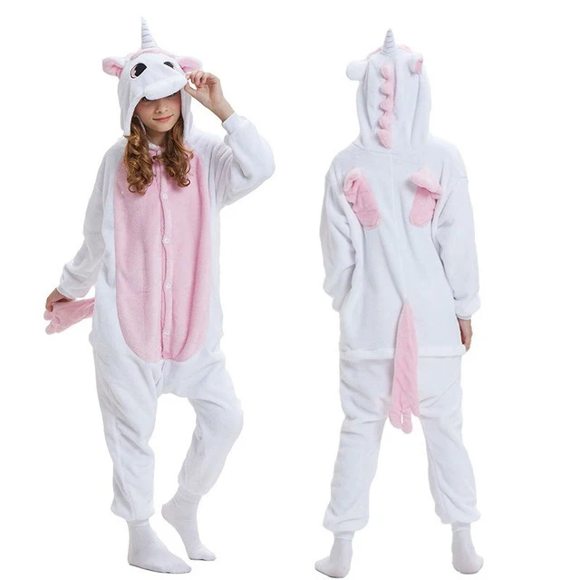 Kigurumi/пижамы с единорогом детские пижамы для мальчиков и девочек, фланелевые детские пижамы, комплект одежды для сна с животными зимние комбинезоны для детей от 4 до 12 лет - Color: Pink Unicorn