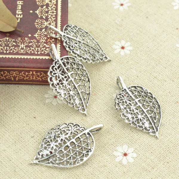 

15pcs alloy Tibetan Silver Plated tree leaf Charms Pendants for Jewelry Making DIY Handmade Craft 40*23mm 2186