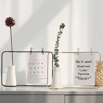 

Nordic Style Metal Picture Frame with Decorative Ceramics Vase Iron Frame Flower Arrangement for Home Office Desktop Ornament