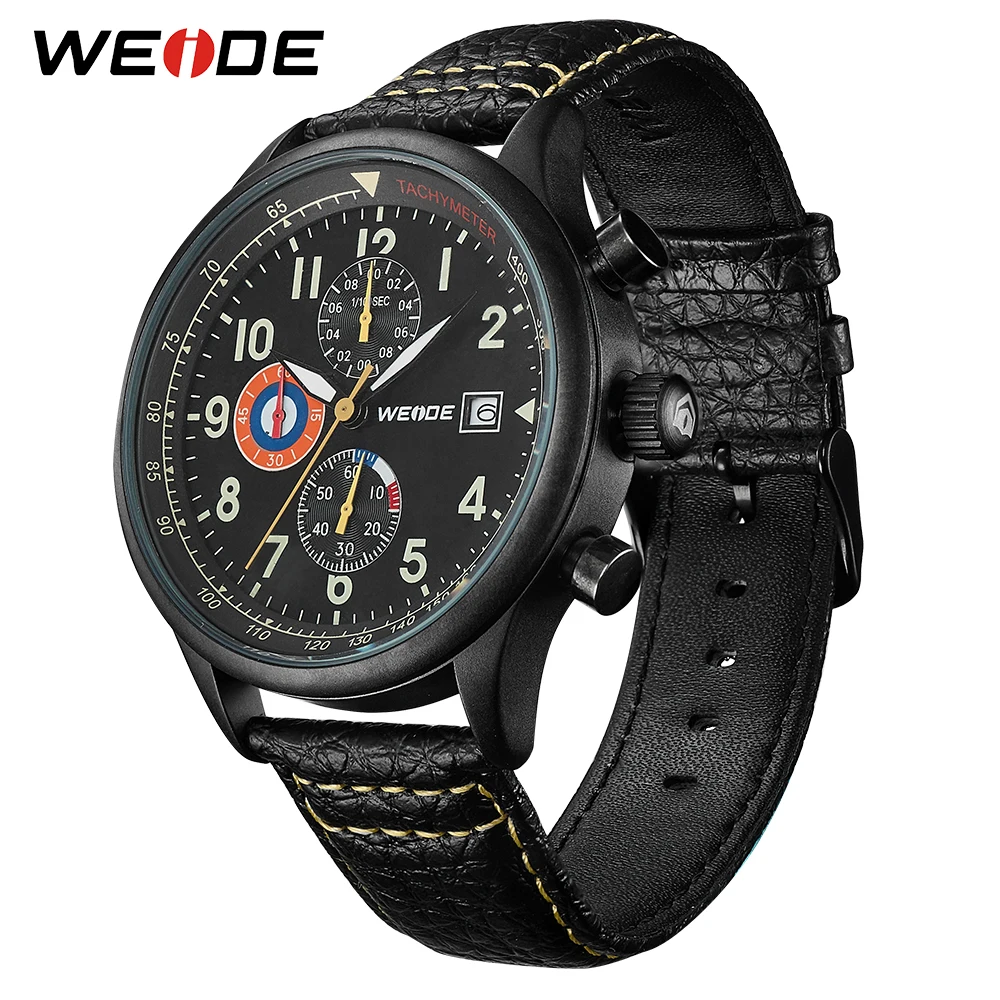 Gift WEIDE Man Sport Luxury Brand Military Army Quartz Analog Digital PU Leather Strap Wrist Watch Clock Relogio Masculinon 2019