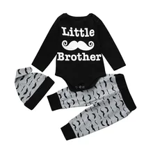 

Winter Baby Clothing Newborn Kids Baby Boys Print Outfits Clothes Romper Tops+Long Pants+Hat Set Vetements Bebe