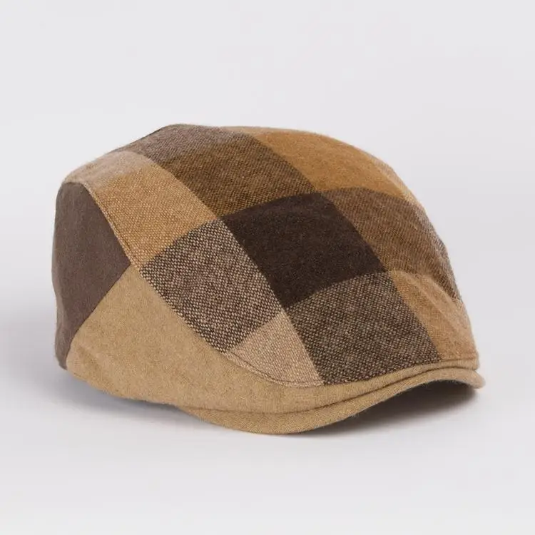 Boolawdee осенние и зимние шерстяные шапка шлем отдыха Британский ретро плед головной убор Универсальный размер 57 см до 60 см m711