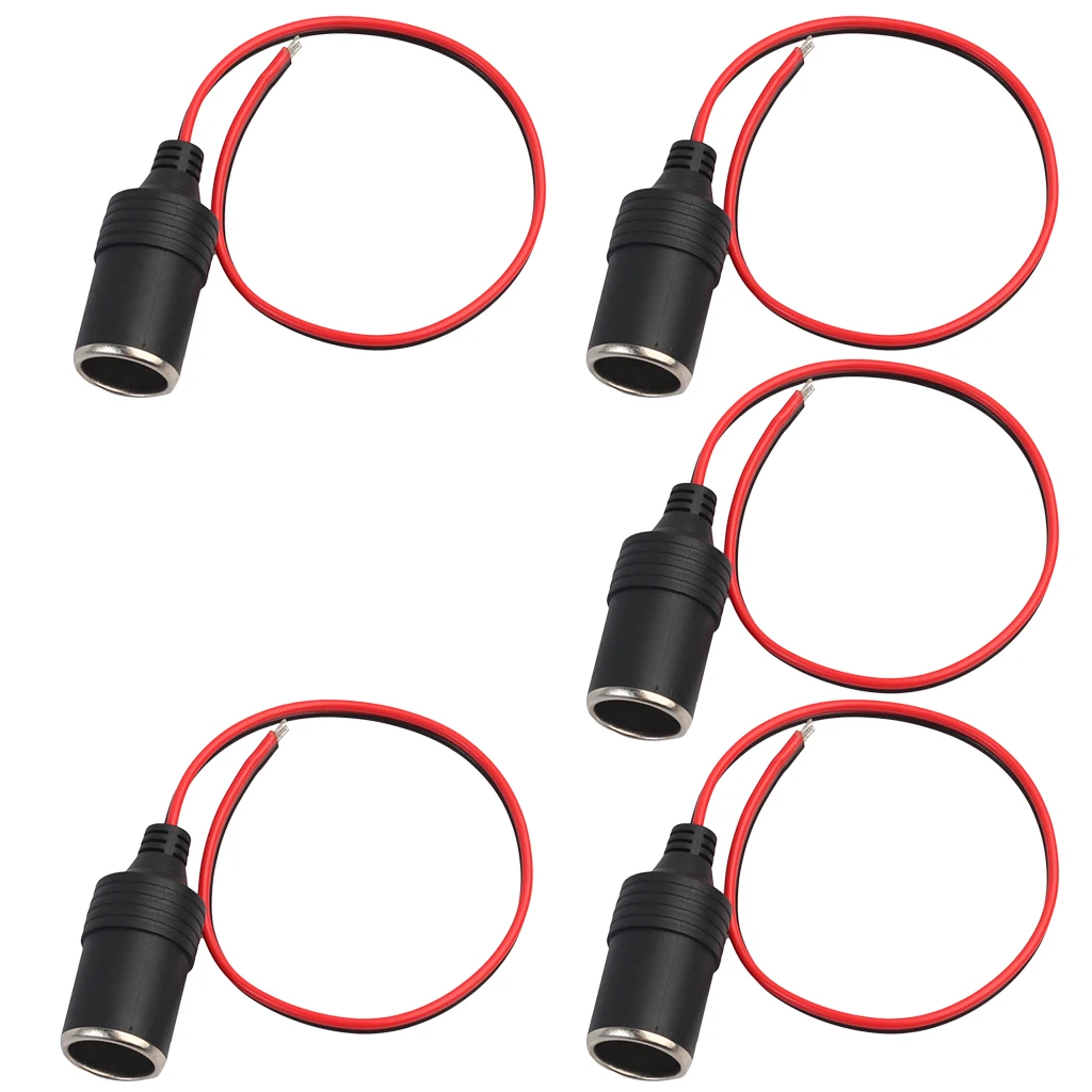 5Pack Car Cigarette Lighter Socket Fused 12v 24v Power Charger Adapter Female Socket Connector Adapter, 1ft/30cm