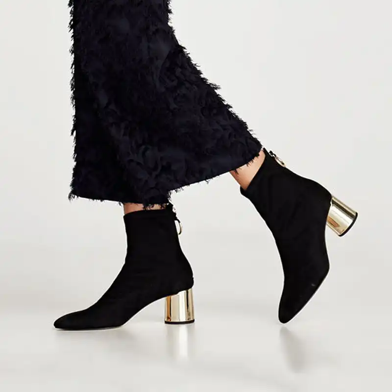 sock booties chunky heel