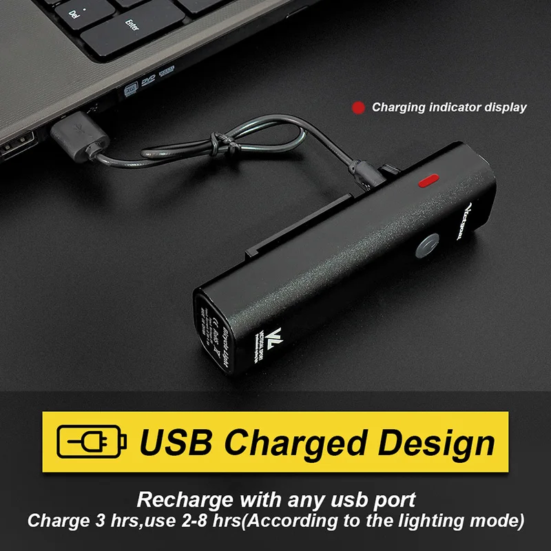 VICTGOAL الدراجة ضوء USB قابلة للشحن الجبهة LED للماء الدراجات مضيا للأضواء دراجة المصباح الخلفي الضوء الخلفي مجموعات