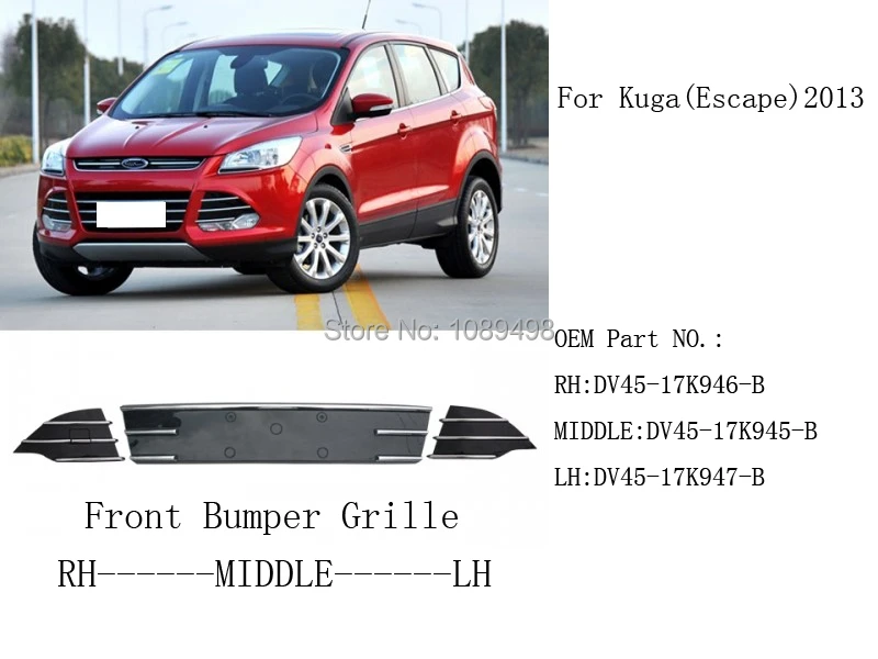 

3 Pcs/Set Electroplate Chromed front bumper lower grille grill kits for Ford Kuga Escape 2013-2015