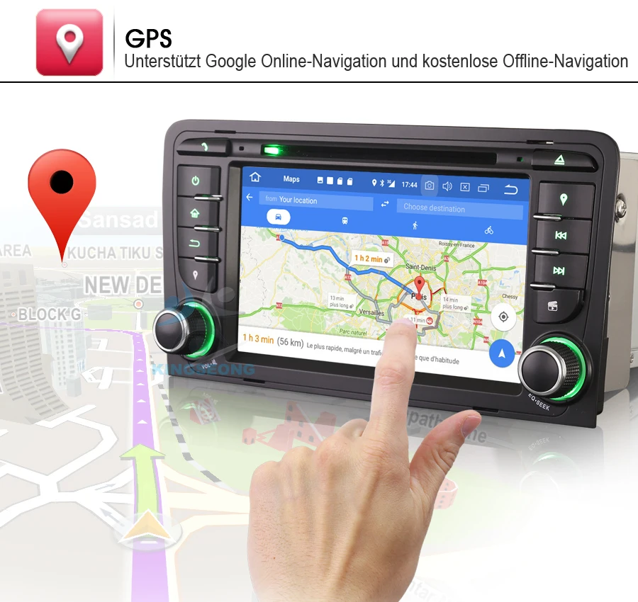 Top 7" Android 8.0 CD Autoradio Car Multimedia Player WiFi GPS Radio RDS BT DVD Sat Navi fOR AUDI A3 S3 RS3 RNSE-PU DAB+ 3G OBD DTV 2
