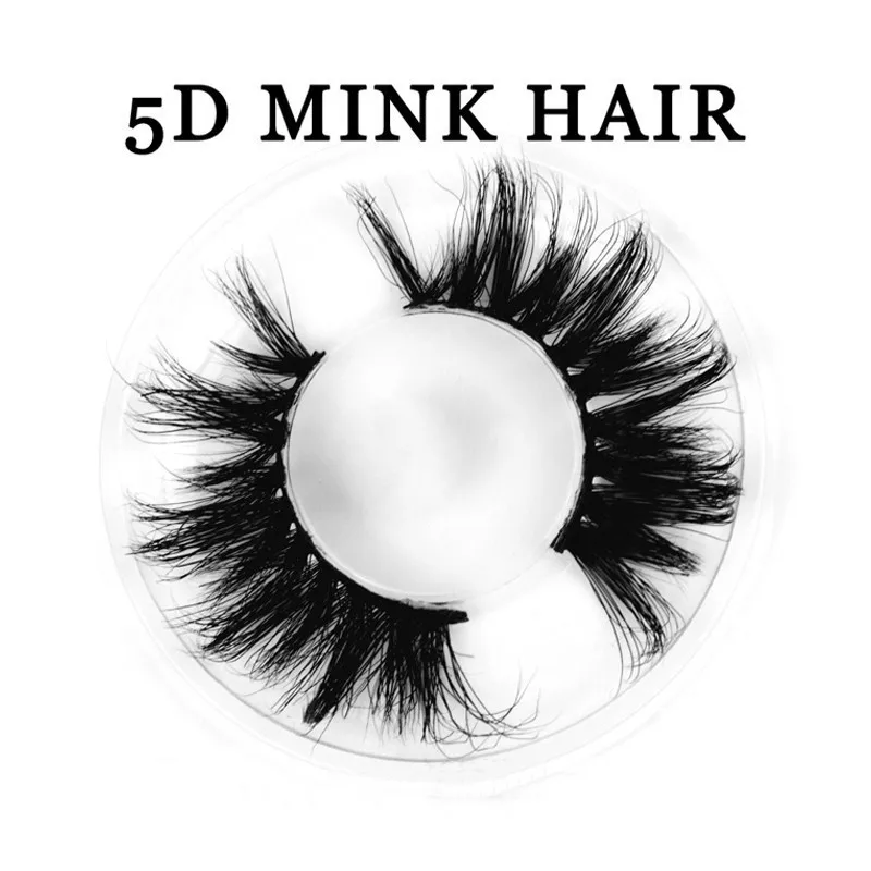 

1 Pair 25mm False Eyelashes Natural Long Thick Strip 5D Mink Lashes Custom Packaging Label Makeup Dramatic Eyelashes Extension