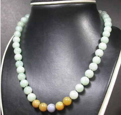 

FREE SHIPPING>>>@ NEW HOT1364 Yellow Lavender Green 100% Natural A JADE JADEITE Beads Necklace 10 mm