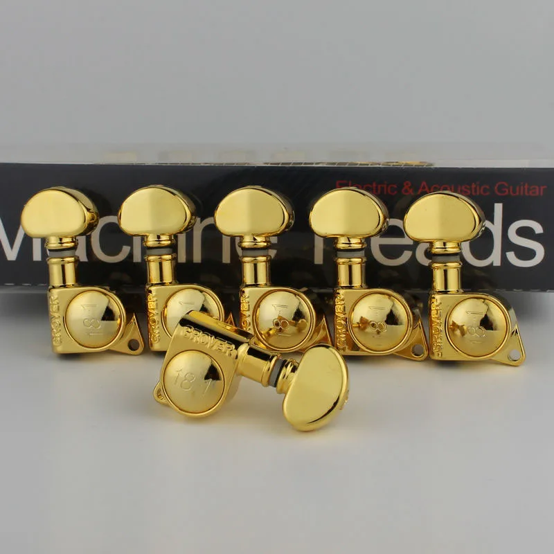 

1 Set Grover Electric Guitar Machine Heads Tuners 3R3L Gold 18-1 Tuning Pegs Price