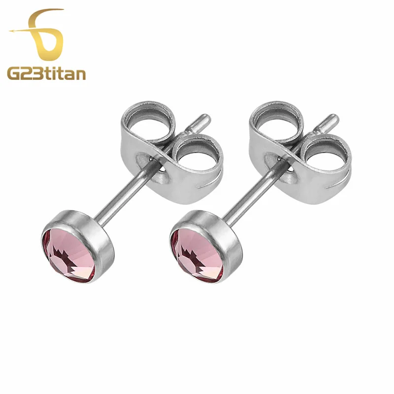 Женские и мужские серьги гвоздики G23titan 6 цветов 4 мм антиаллергические титановые