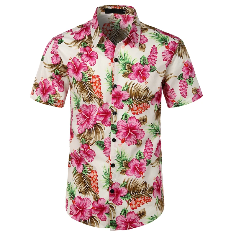 Черная Гавайская пляжная Мужская рубашка с коротким рукавом и цветочным принтом, мужские рубашки на пуговицах, повседневные тропические вечерние рубашки