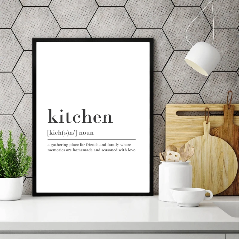 Abstract Kitchen Definition Sign Print Canvas Painting Modern Minimalist Quotes Art Posters Bar Kitchen Room Decor Wall Picture