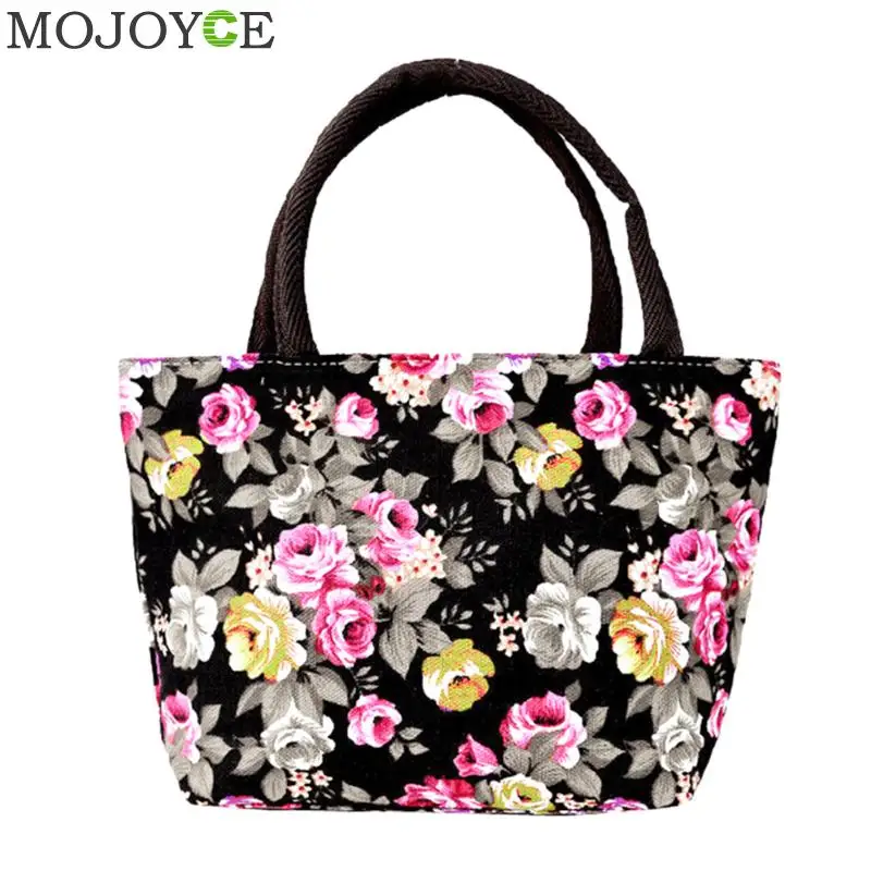Lovely Flower Printed Handbag Female Tote font b Bags b font Small Canvas Handbag Women Casual