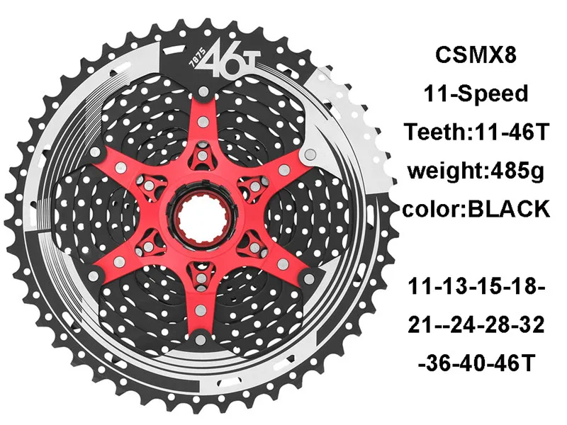 Sunracing CSMX3 CSMX8 MTB велосипед кассета 10S 11S скорость-11-40 T/11-42 T/11-46 T, черный/серебристый велосипед свободного хода для SLX - Цвет: CSMX8-black-46T